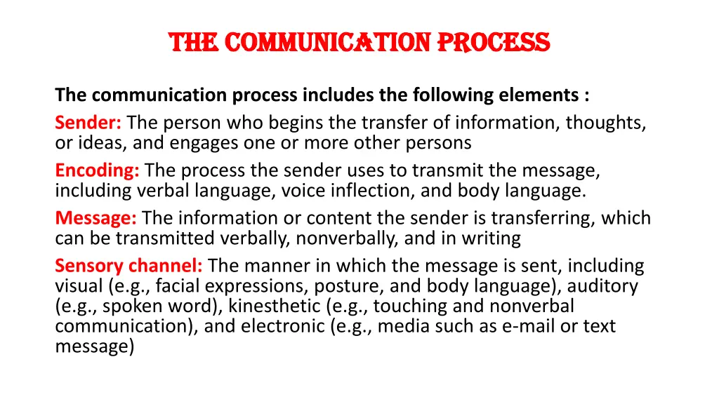 the communication process the communication