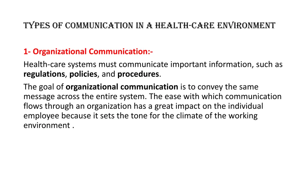 types of communication in a health care