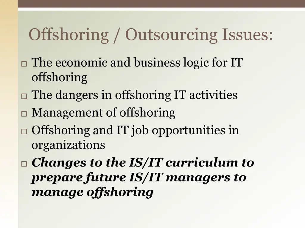 offshoring outsourcing issues