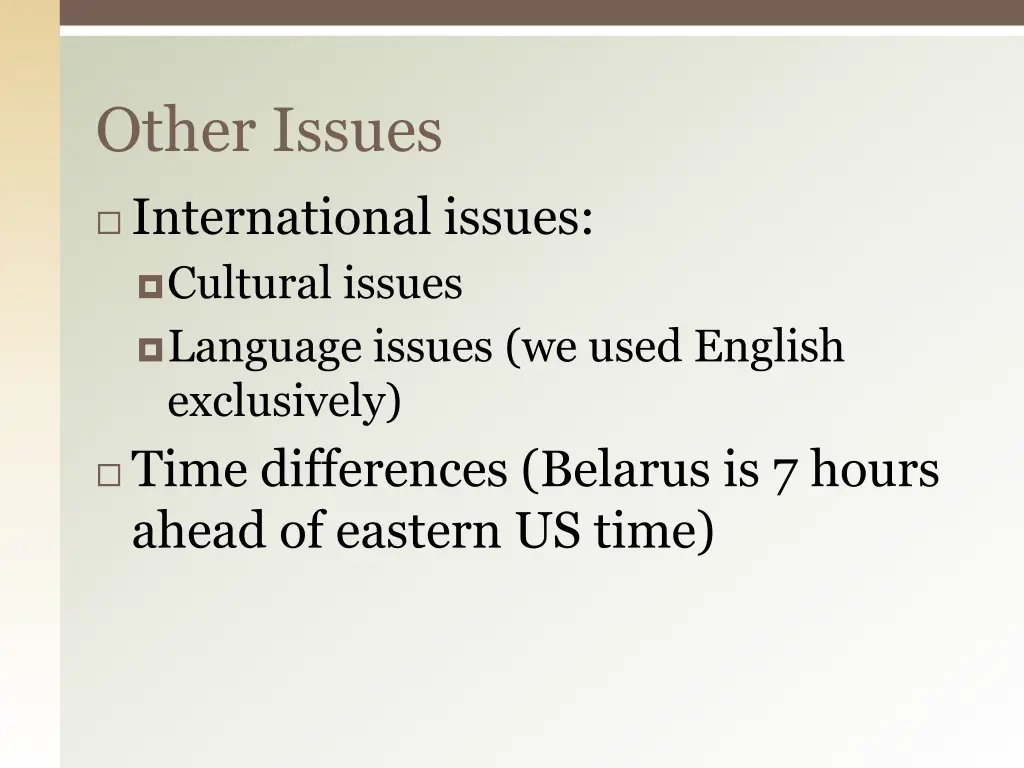 other issues