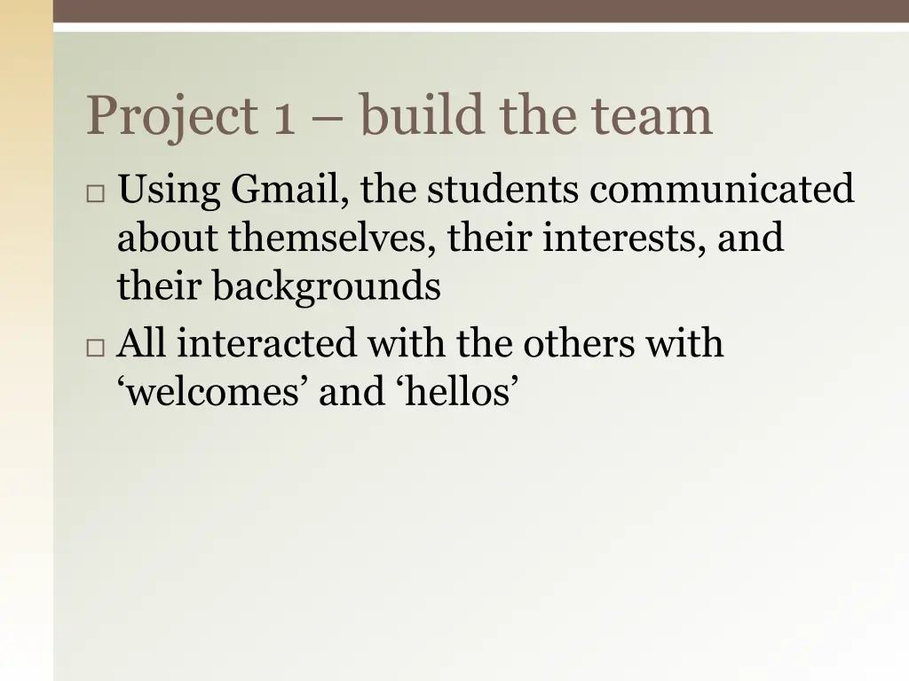 project 1 build the team