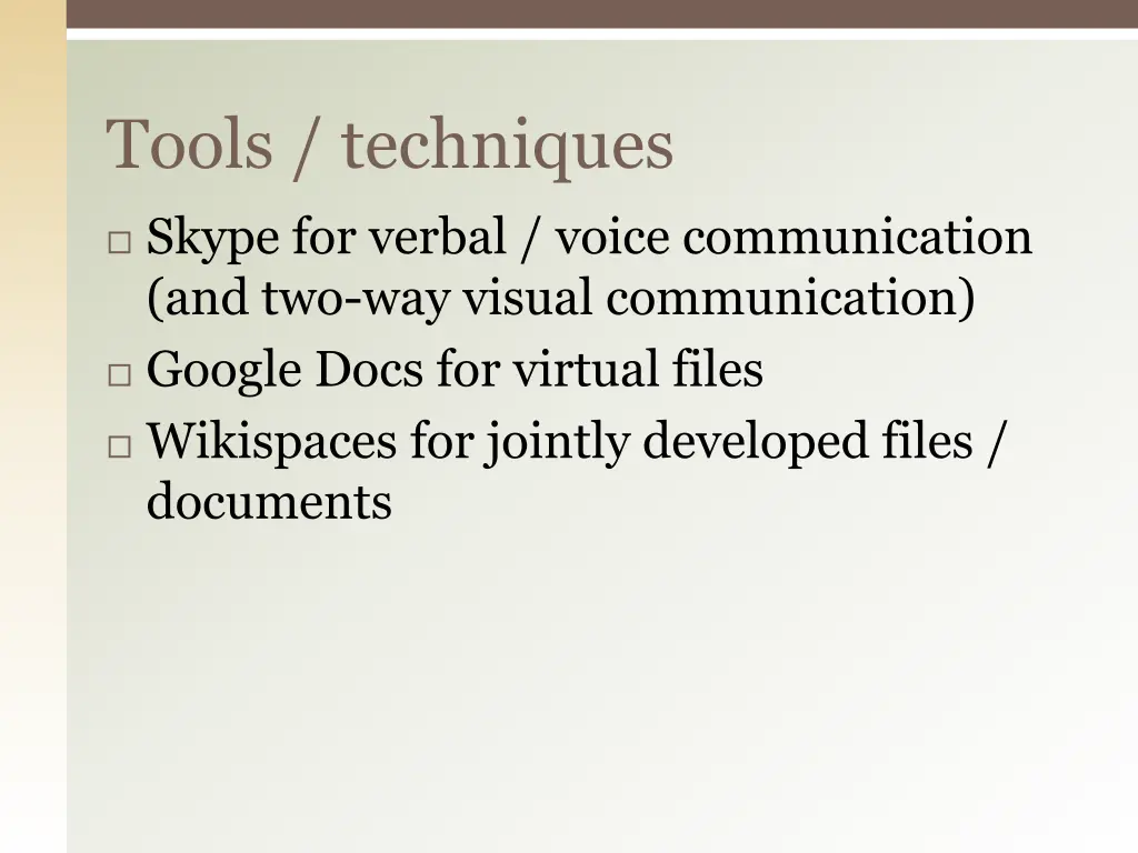 tools techniques
