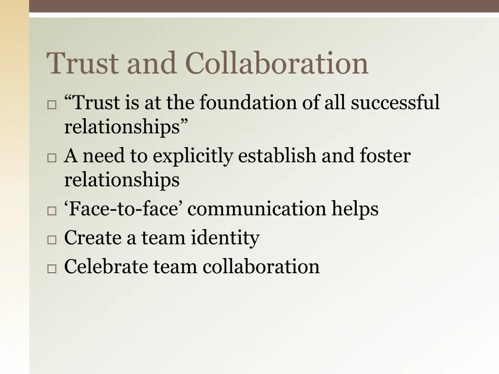 trust and collaboration
