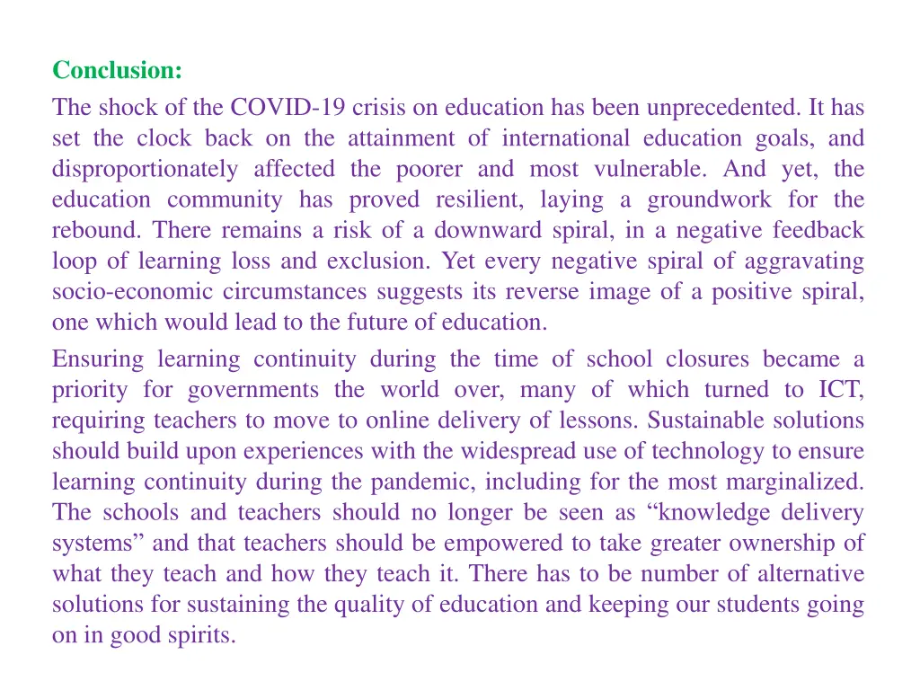 conclusion the shock of the covid 19 crisis
