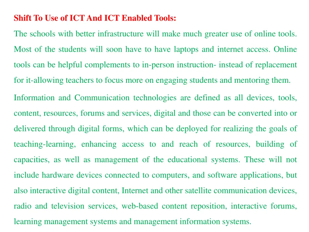 shift to use of ictand ict enabled tools