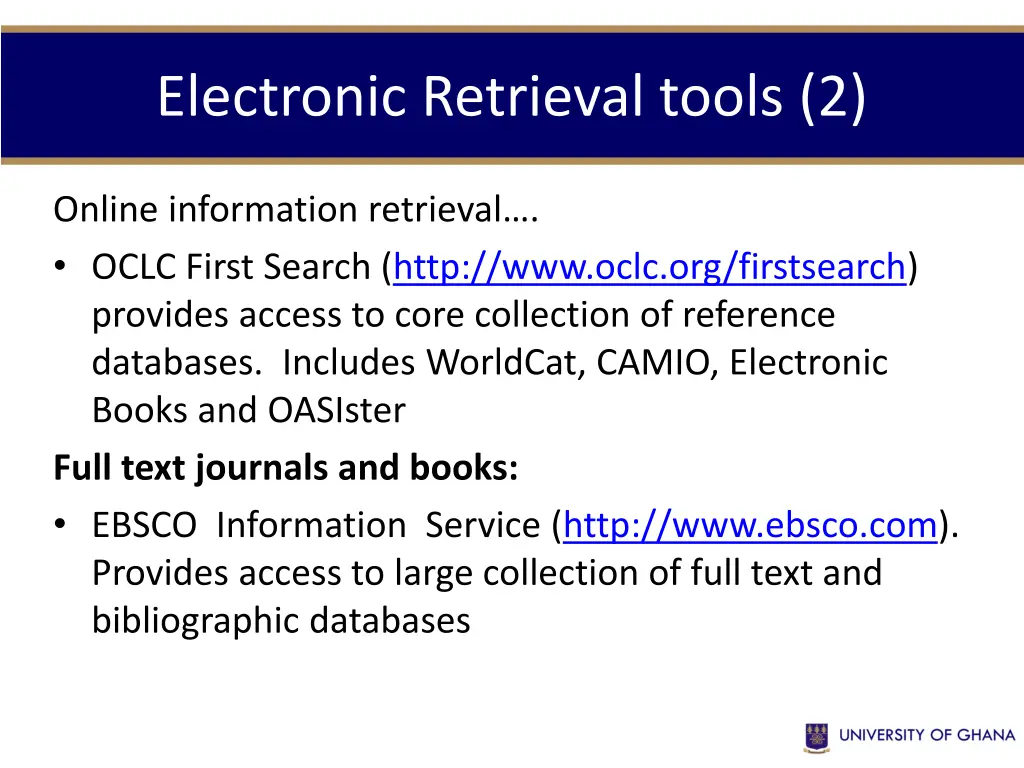 electronic retrieval tools 2
