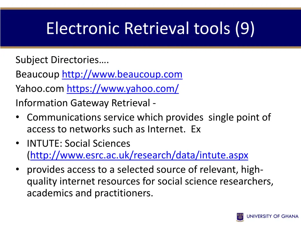 electronic retrieval tools 9