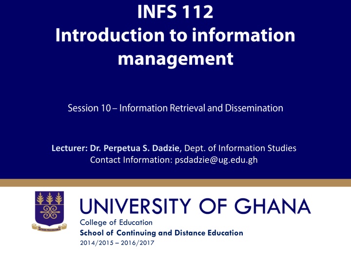 lecturer dr perpetua s dadzie dept of information