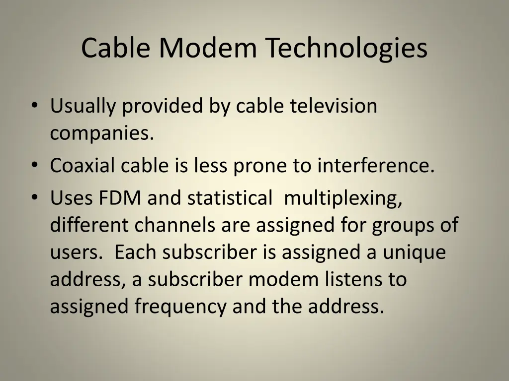 cable modem technologies