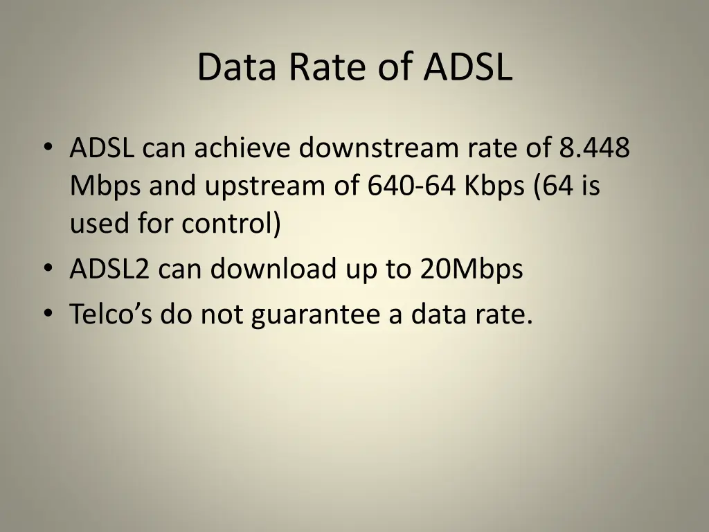 data rate of adsl