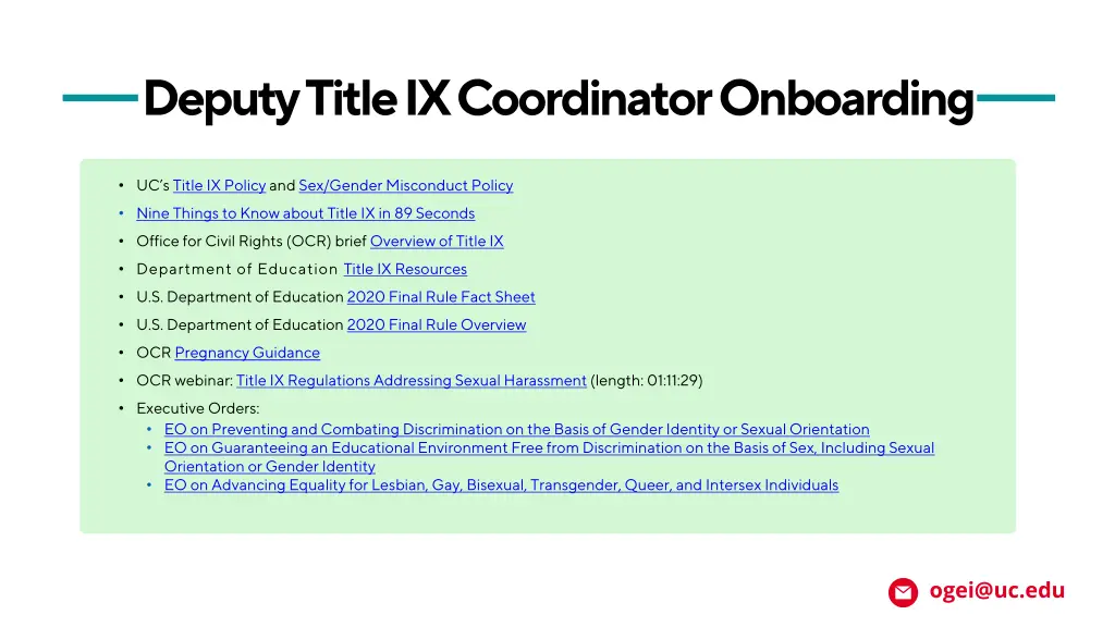 deputy title ix coordinator onboarding