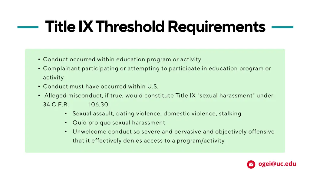 title ix threshold requirements