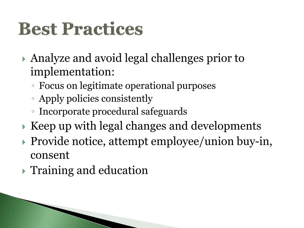 analyze and avoid legal challenges prior