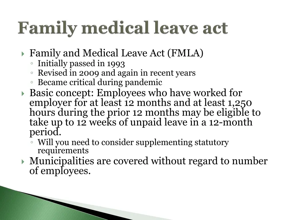 family and medical leave act fmla initially