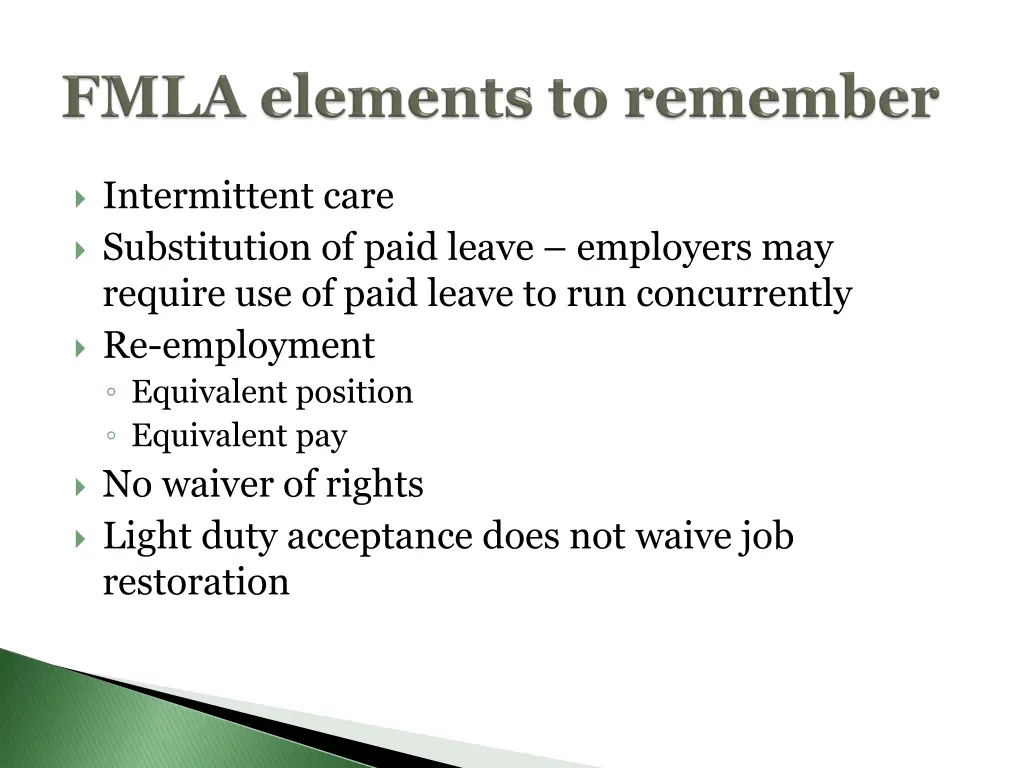 intermittent care substitution of paid leave