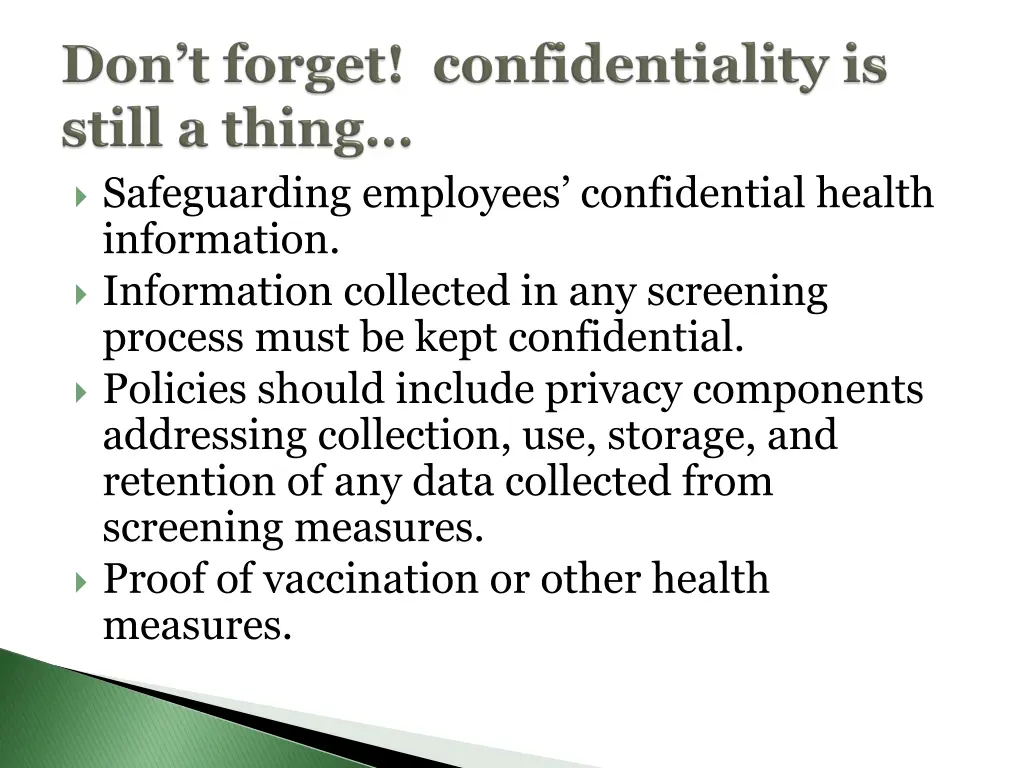 safeguarding employees confidential health