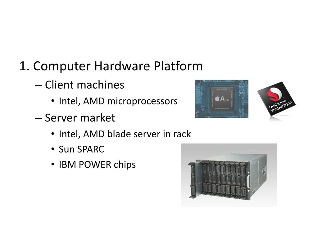 1 computer hardware platform client machines