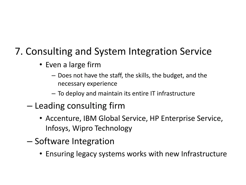 7 consulting and system integration service even