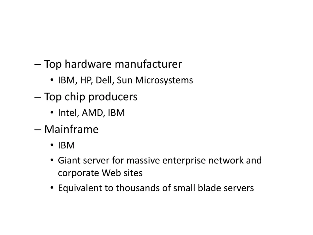 top hardware manufacturer ibm hp dell