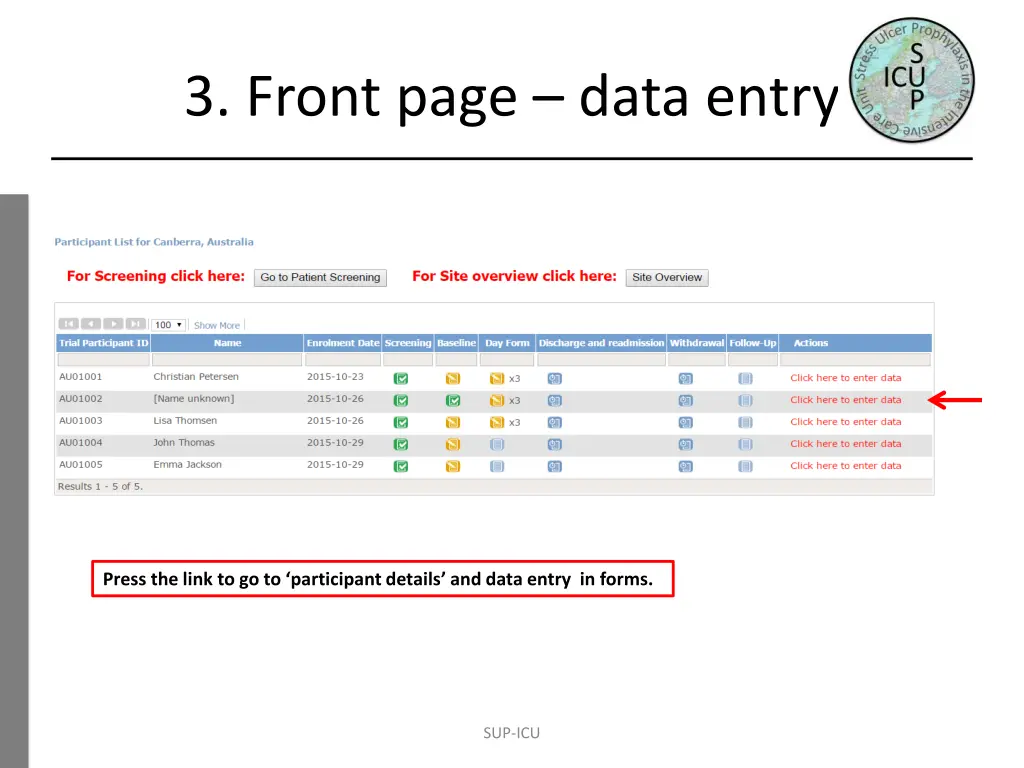 3 front page data entry