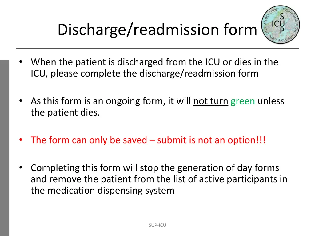 discharge readmission form