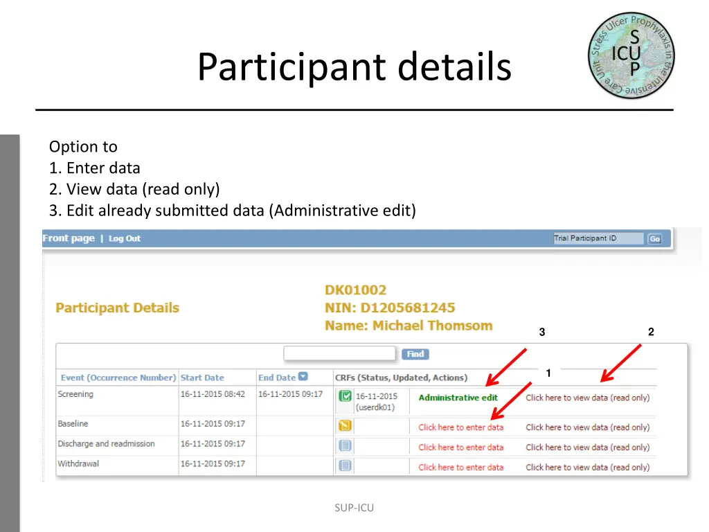 participant details