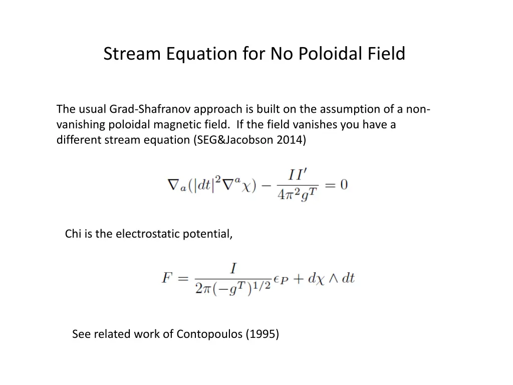 stream equation for no poloidal field