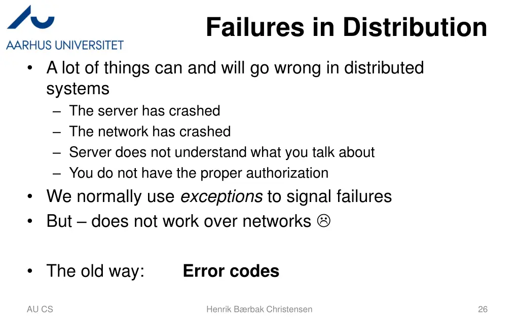 failures in distribution