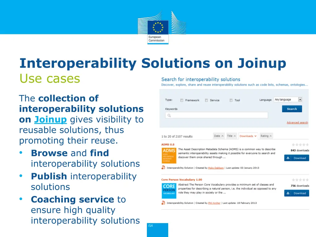 interoperability solutions on joinup use cases