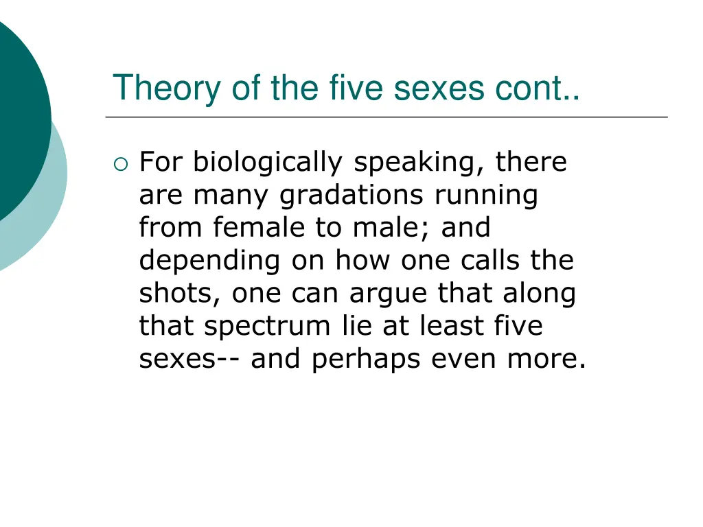 theory of the five sexes cont