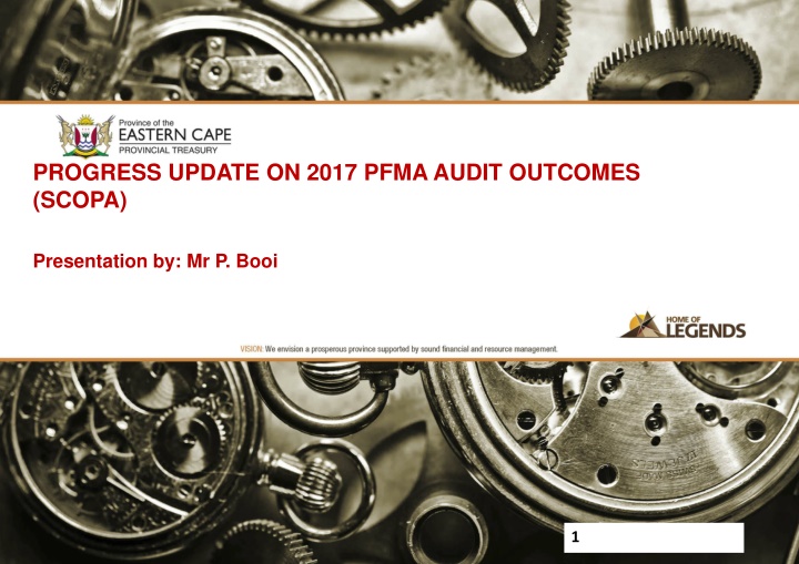 progress update on 2017 pfma audit outcomes scopa