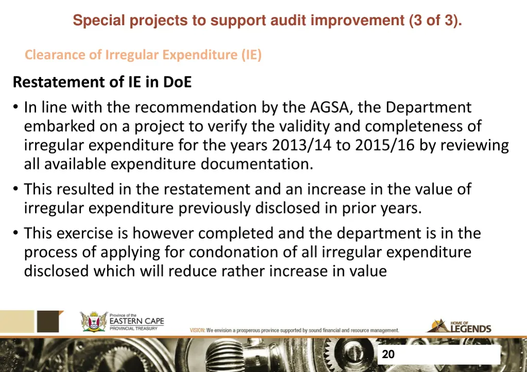 special projects to support audit improvement 3