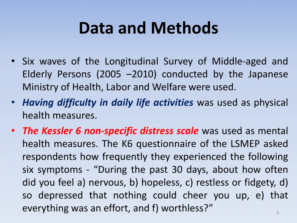 data and methods