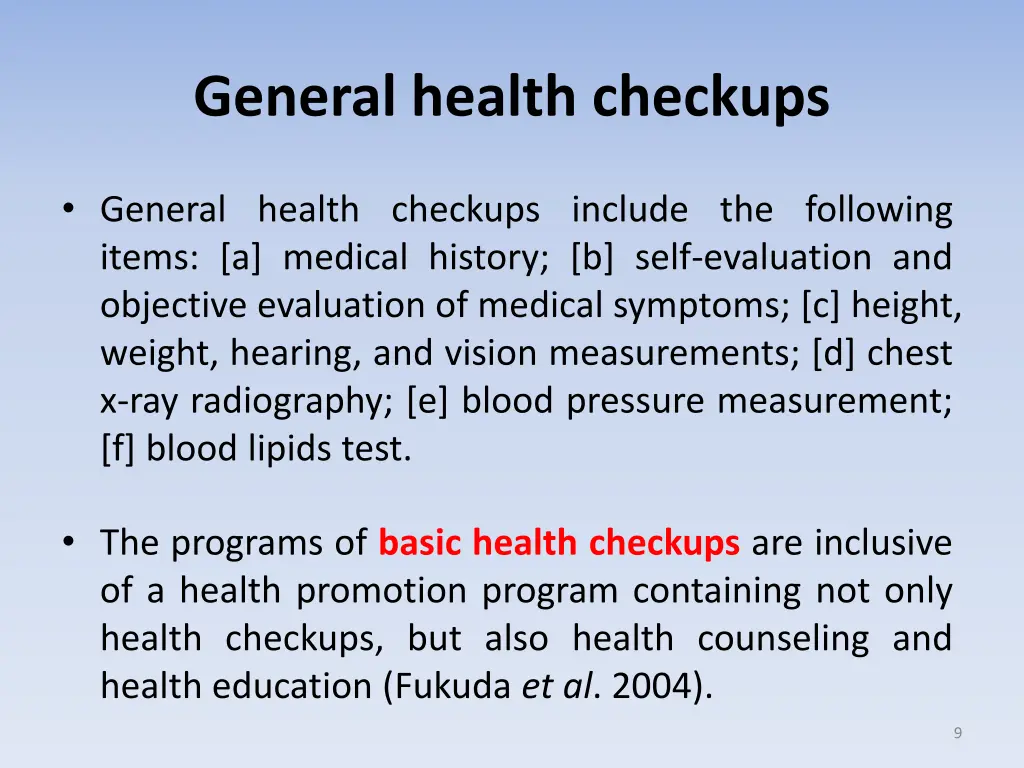 general health checkups