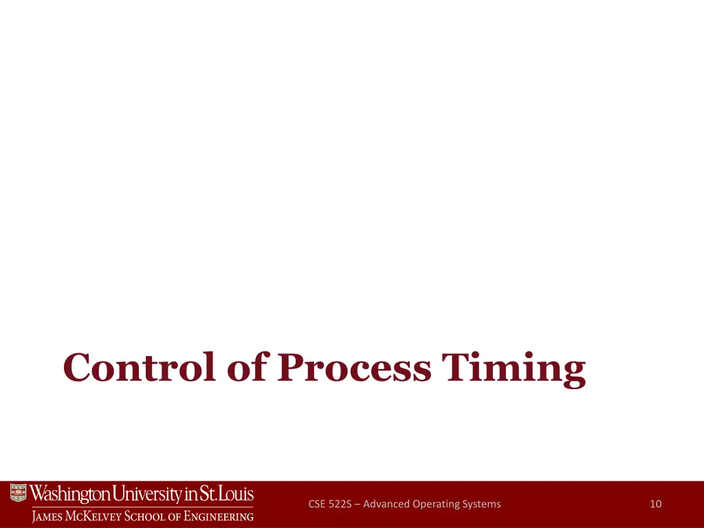 control of process timing