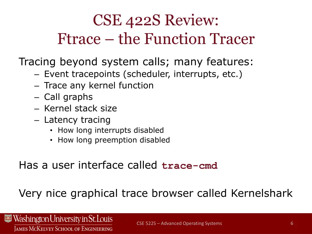 cse 422s review ftrace the function tracer