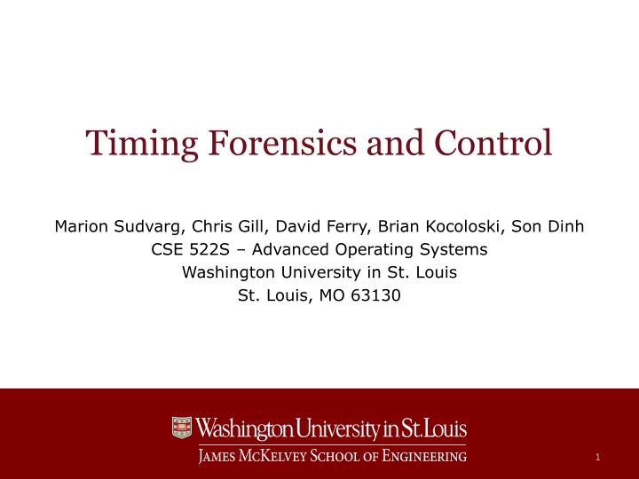 timing forensics and control
