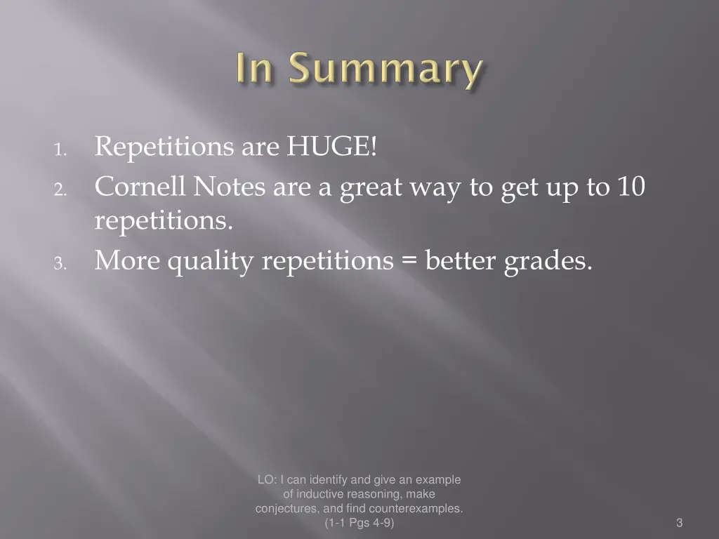 repetitions are huge cornell notes are a great