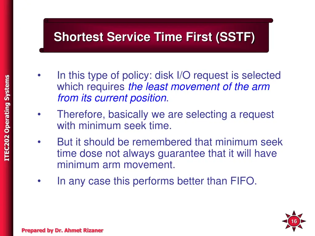 shortest service time first sstf
