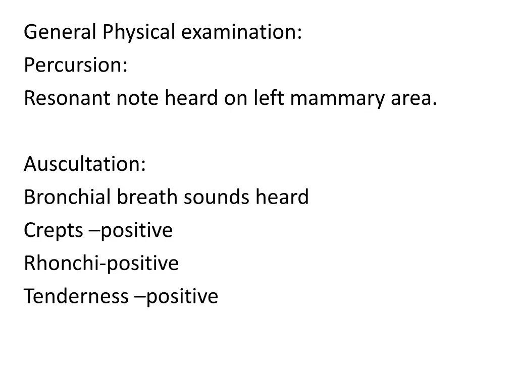 general physical examination percursion resonant