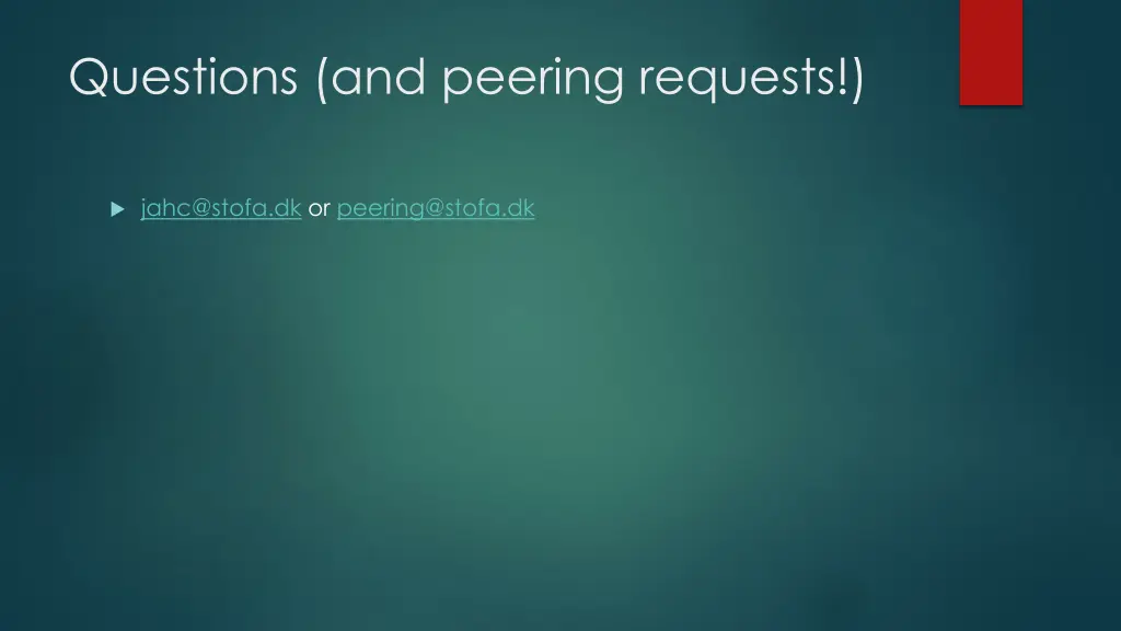questions and peering requests