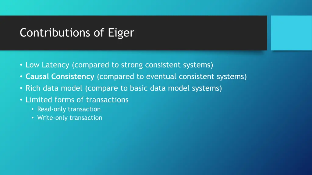 contributions of eiger