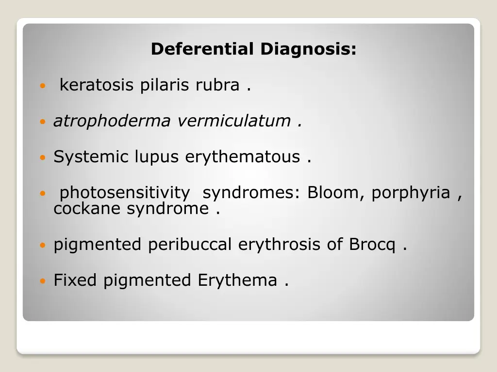 deferential diagnosis