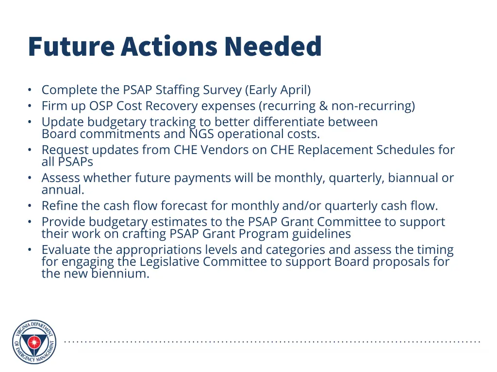 future actions needed