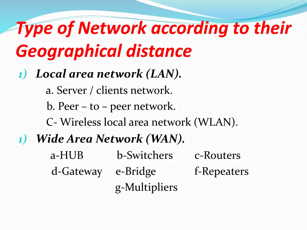 type of network according to their geographical
