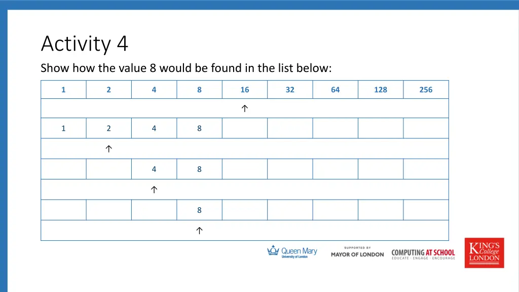 activity 4 show how the value 8 would be found
