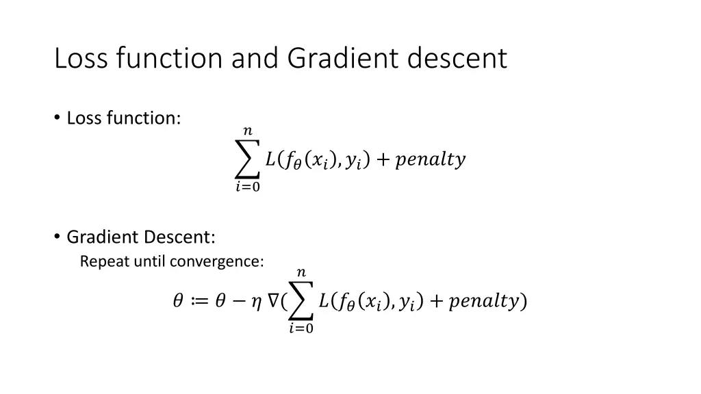 loss function and gradient descent
