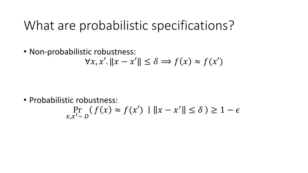 what are probabilistic specifications