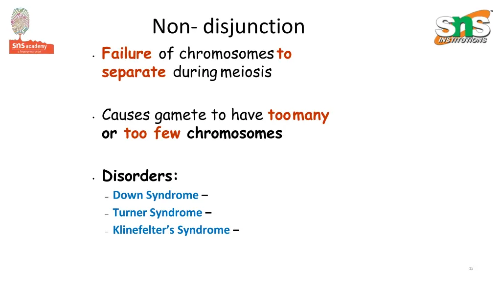 non disjunction failure of chromosomes