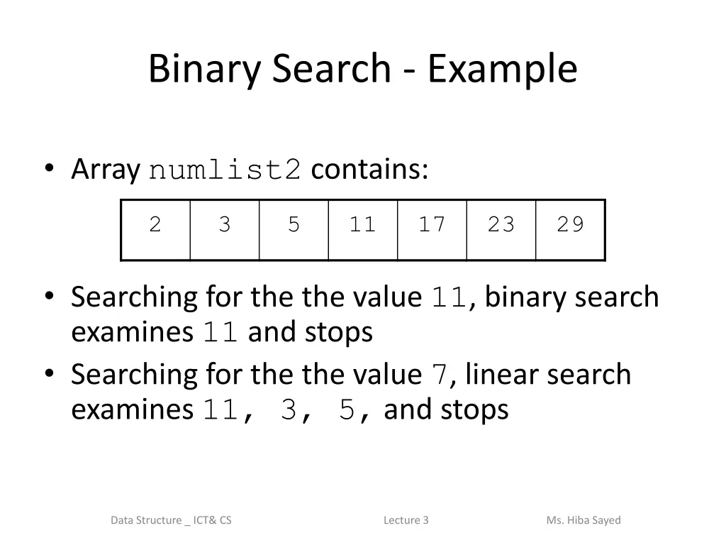 binary search example